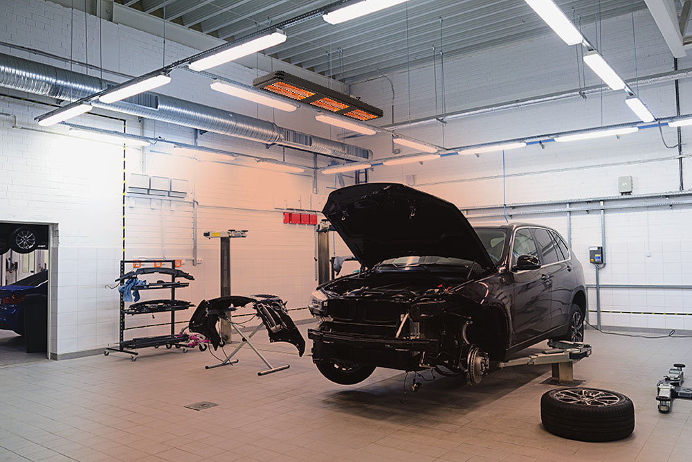 Shadow Industrial Infrared Heater installed in a Garage workshop