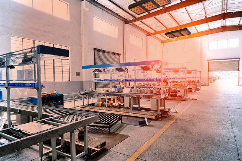 Shadow Industrial Infrared Heater installed in a Factory workspace