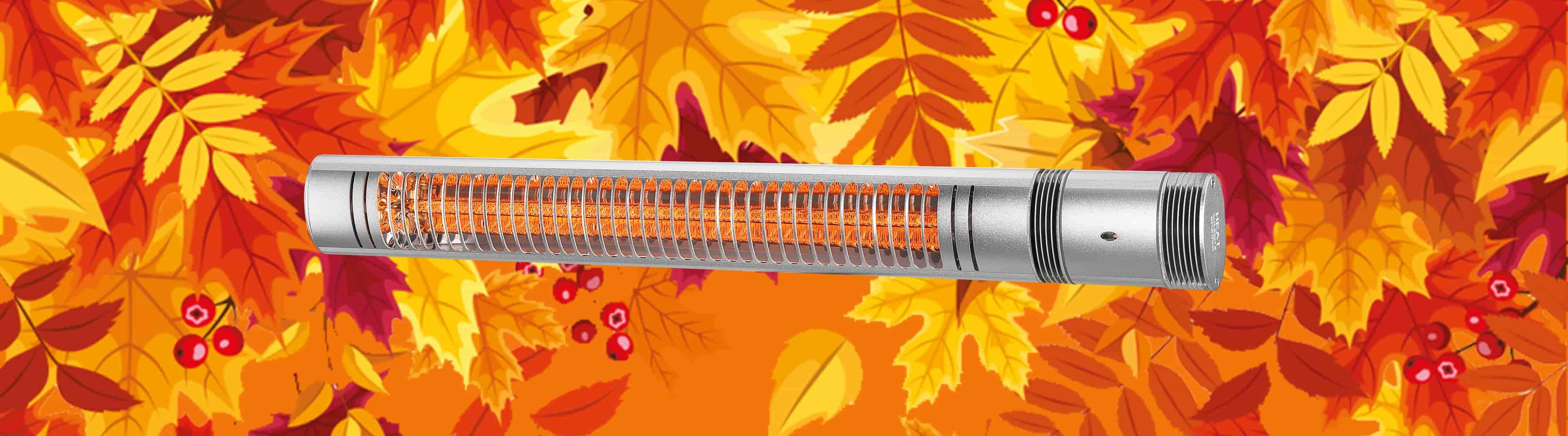 patio heater in autumn colours