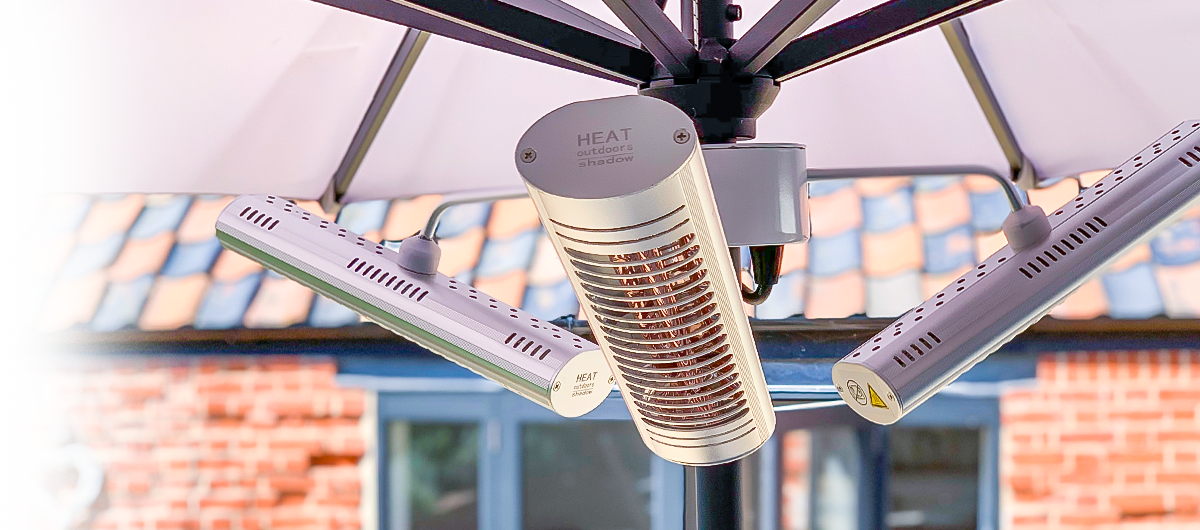 Electric Parasol Heaters In Stock Heat Outdoors
