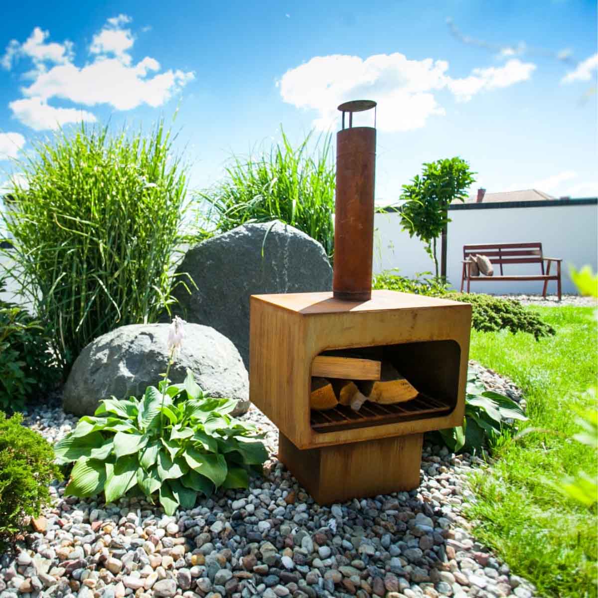 Modern outdoor fire place