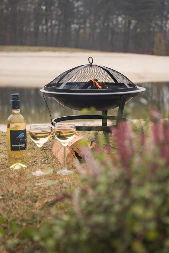 Atlanta Fire Pit in a field next to lake