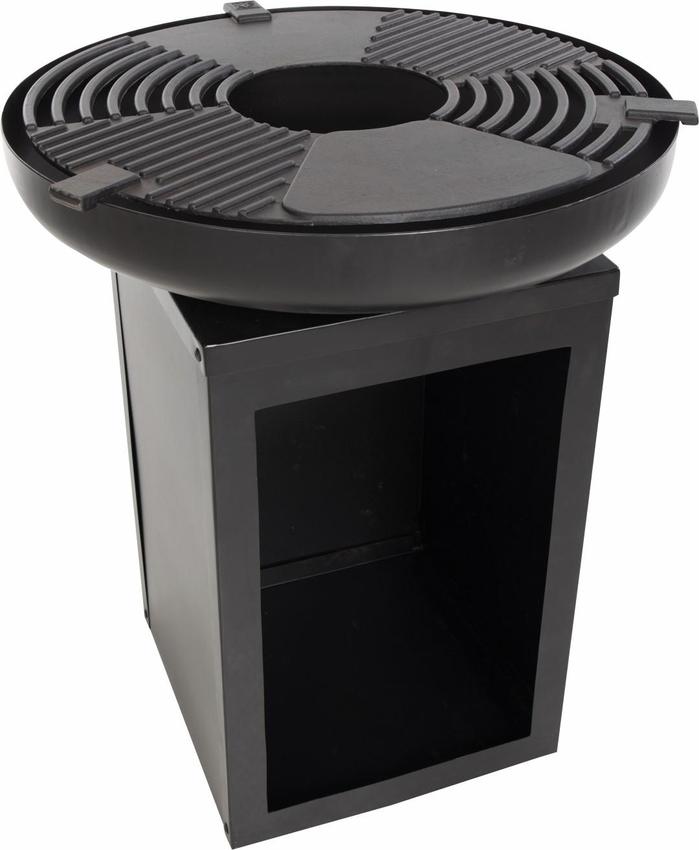 RedFire Matanzas firepit plancha with wood storage