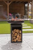 RedFire Matanzas firepit plancha with wood storage