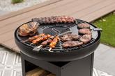 RedFire Matanzas firepit plancha with wood storage