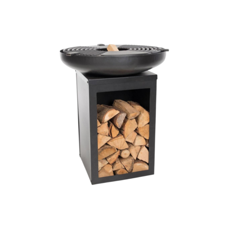 RedFire Matanzas firepit plancha with wood storage