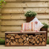 BrownRust Steel Wood Storage Bench