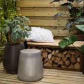 BrownRust Steel Wood Storage Bench